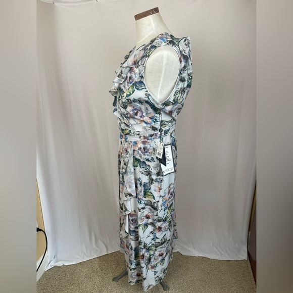 Adrianna Papell ruffled v neck floral sleeveless dress size 4 NWT - Picture 3 of 12